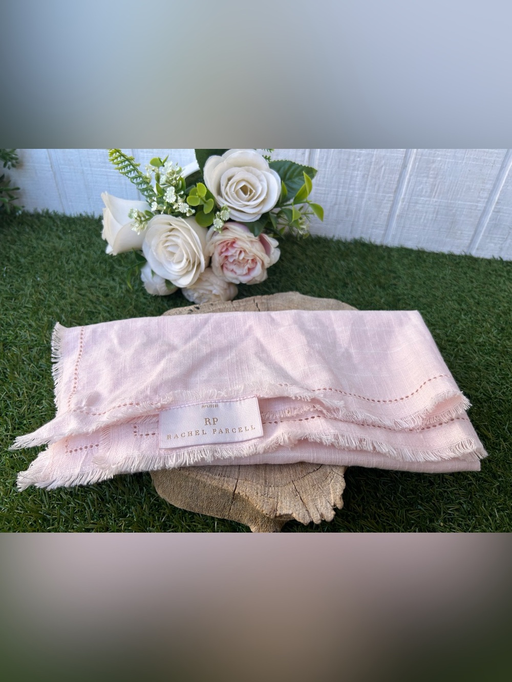 Rachel Parcell ink Blush Cotton Napkins with Fringe - only one new